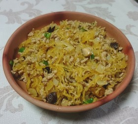そうめんかぼちゃと豚ひき肉の炒め物